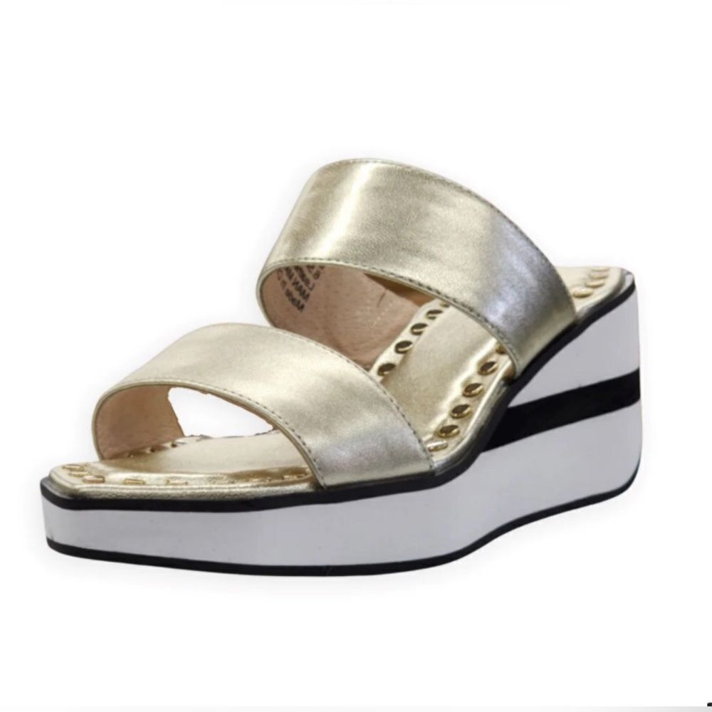 Cecelia New York Beecher Platform Sandal Metallic Gold Leather 8.5 M
